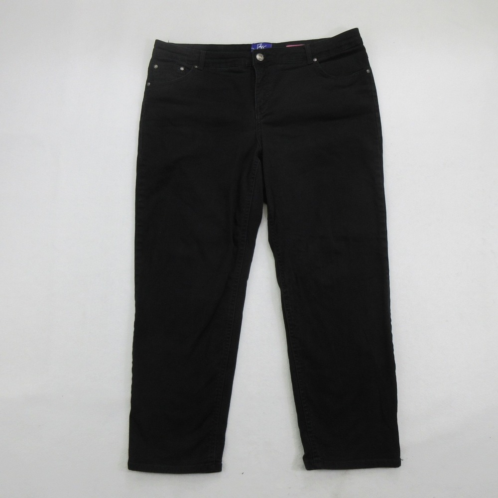 Just My Size Women's Jeans 16W Short Classic Fit Black Twill Straight Leg Pants